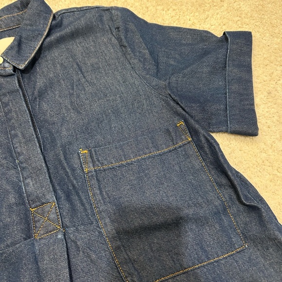 Pilcro Denim Short-Sleeve Dress with Pockets in Size L - NWOT - Picture 4 of 7